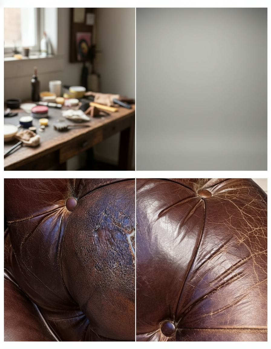 Профессиональная реставрация кожаного кресла в Москве - до и после